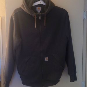 Carhartt rain-defender zip-up hoodie.